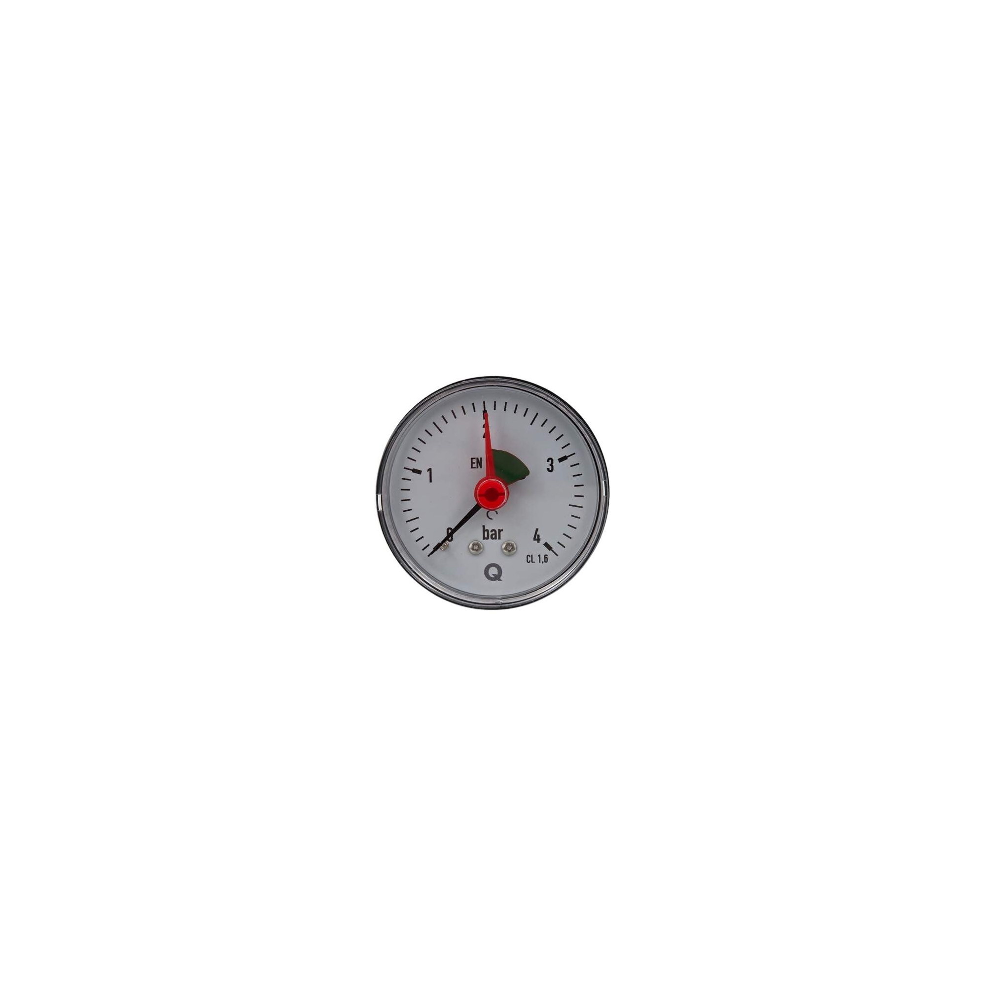 Manometer, axiaal, 63 mm, 0-4 bar, 1/4" buitendraad Manometer, axiaal, 63 mm, 0-4 bar, 1/4" buitendraad